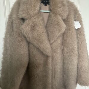 Women's Tan Faux Fur Coat